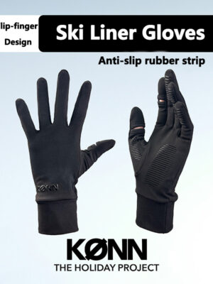 KONN Ski Liner Gloves for Men and Women Single/Double Board Winter Warmth & Cold Protection Five-Finger Touchscreen Compatible Flippable Finger Design Windproof