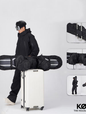 KONN Helmet, Snow Boots, Snowboard 3-in-1 Dumpling-Style Wrapped Wide-Fit Luggage Case for Checked Baggage, Single/Double Shoulder Carry, Impact-Resistant