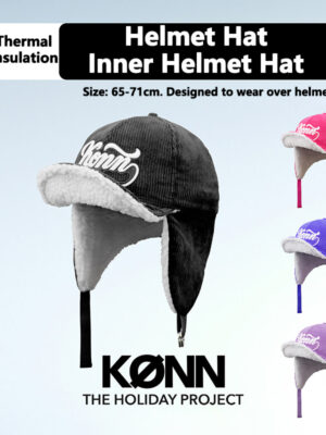 KONN Ski Helmet Hat Single/Double Board Inner Helmet Snow Cap Pairs with Ski Helmets Large Head Circumference Face-Slimming Design Corduroy Lei Feng Cap