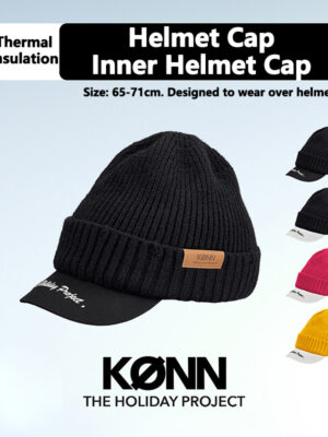 KONN Ski Helmet Hat Dual-Sport Ski Inner Helmet Hat Compatible with Ski Helmets Large Head Circumference Face-Slimming Design Duckbill Brim Woolen Knit Beanie