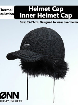 KONN Ski Helmet Hat Snowboard Inner Helmet Hat Compatible with Ski Helmets Large Head Circumference Face-Slimming Design Lambswool Fleece Baseball Cap