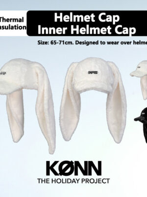 KONN Ski Helmet Cover for Snowboard and Skiing Inner Helmet Cap Compatible with Ski Helmets Large Head Circumference Design for a Slimming Effect Rabbit Ear Beanie for Cold Weather