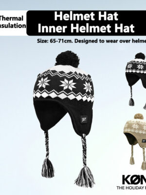 KONN Ski Helmet Liner for Snowboard and Skiing Inner Helmet Cap for Ski Helmets Large Head Circumference Design Face-Slimming Retro Beanie