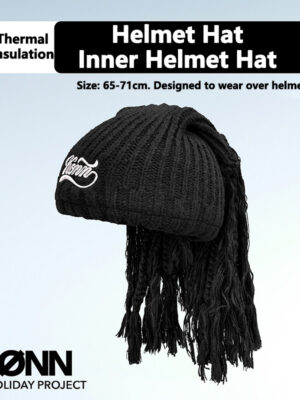 KONN Ski Helmet Liner for Snowboard and Skiing Inner Helmet Cap for Ski Helmets Large Head Circumference Design Face-Slimming Effect Dreadlock-Style Beanie